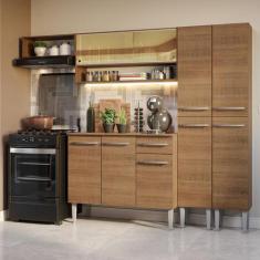 Armário de Cozinha Completa 229cm Rustic Emilly Madesa 07, Rustic