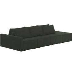 Sofá Ilha Modular Para Sala 312cm com Puff Dublin K01 Veludo Verde - L