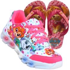 Tenis Feminino Infantil Led Luzinha Patrulha Canina + Chinelo - VICK K
