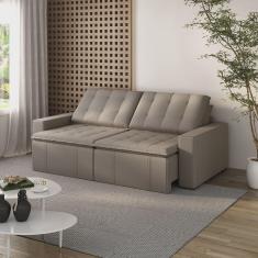 Sofá Cama Retrátil Palmeira 4 Lugares 240cm em Veludo CabeCasa MadeiraMadeira