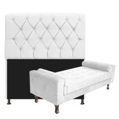Kit Cabeceira Lady e Recamier Félix Casal Suede Branco