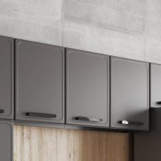 Armário Aéreo para Cozinha 3 Portas em Aço Estilo Bertolini Grafite