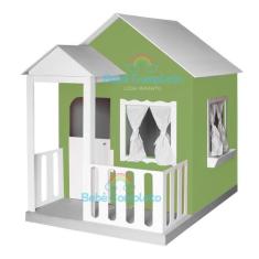 Casinha De Brinquedo Infantil 120cm Em Madeira Com Cercado - Bebê Comp