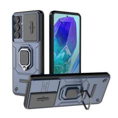 SORAKA Capa para Samsung Galaxy M55 5G com suporte e tampa deslizante para câmera Capa Samsung Galaxy M55 5G com placa de metal para suporte magnético para carro Capa de camada dupla em PC e TPU