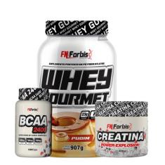 Kit Whey Protein Gourmet Pote + Creatina 300g + BCAA 100 cáps - FN For