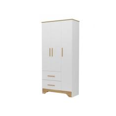 Guarda Roupa Infantil Moveis Peroba Retro Popy 03 pts Ls, Branco e Amê