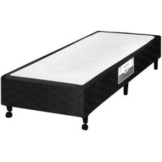 Cama Box Simples Castor Solteiro Poli Preto 88x188x27cm, Preto, Soltei
