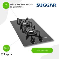 Cooktop Mesa De Vidro 2 Queimadores À Gás Suggar FG2002FVP Preto - Biv