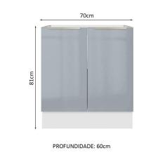Balcão Madesa Lux 70 cm 2 Portas - Branco/Cinza (Sem Tampo)