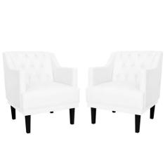 Kit 02 Poltronas Decorativa Clássica Suede Cores - DS Estofados, Branc