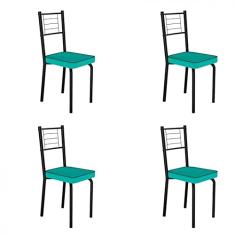 Conjunto 4 Cadeiras de Aço Juliana Art Panta Preto/verde