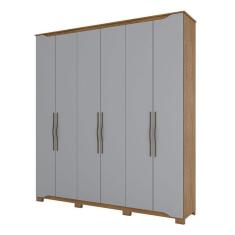Guarda Roupa Casal Dallas 6 Portas Nature Cinza - Henn