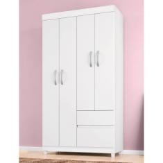 Guarda Roupa Roupeiro Solteiro 42060 04 Portas 02 Gavetas Lótus Branco Rosa Flex Demóbile