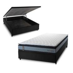 Conjunto Box Baú Chicago Cinza 138x188x64 Espuma D33