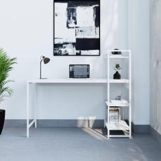 Escrivaninha com Estante 3 Prateleiras Estilo Industrial 135cm Active Branco Chess / Est.Branca