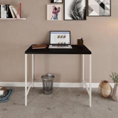 Escrivaninha Estilo Industrial 90cm Active Yescasa Preto Ônix / Est.Branca