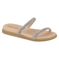 Sandália Beira Rio Papete Tiras Strass - Feminina