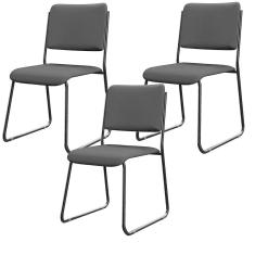 Kit 03 Cadeiras Hoteleira Auditório Empilhável Inter L02 Facto Preto