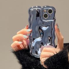 FABSPARK Capa para iPhone 12 Pro Max, padrão de bolha de meteorito 3D, galvanizada, moldura ondulada com glitter, capa brilhante, TPU macio à prova de choque para iPhone 12 Pro Max de 6,7 polegadas,