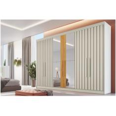 Guarda-roupa Casal com Espelho 6 Portas 6 Gavetas Móveis Europa Ripado