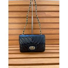 Bolsa Feminina Pequena Metalizada com Corrente Alça Transversal de Lad