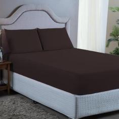 Jogo Lençol Cama Box Casal com Elástico e Fronha 400 Fios 03 Peças  - 