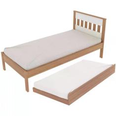 Cama Solteiro Com Auxiliar Cm8006 Cm8008 Qt8 Amendoa Branco Tecno Mobili Amendoa Branco