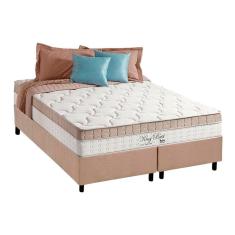 Cama Box King: Colchão Molas Masterpocket Ensacadas Anjos King Best + Base Crc Suede Bege(193X203)