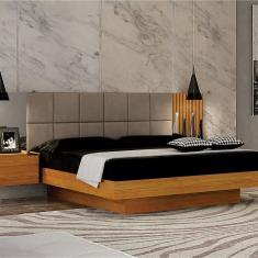 Cama Casal-queen Cabeceira Com 2 Mesas De Apoio Braga Cinamomo