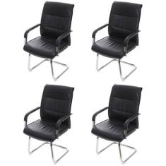 Kit 4 Cadeiras para Escritório Interlocutor Estofada em material sinté