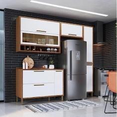 Armário de Cozinha Compacto 4 Peças 100% Mdf 6 Portas com Vidro Reflecta Espresso Móveis