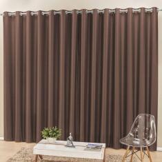 Cortina Madri 2,00M X 1,70M Tabaco Liso Tecido Semi Blackout Para Sala Ou Quarto