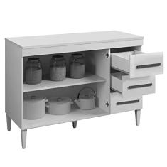 Balcão de Cozinha com Tampo 2 Portas 3 Gavetas Virtus Kaiki Móveis Nature/off White