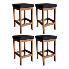 Kit 2 Banquetas Alta para Bancada Barcelona Madeira Castanho Suede CCS