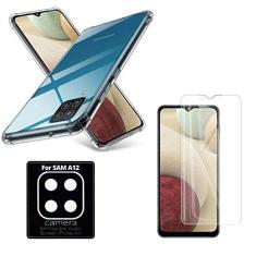 Kit Capa + Película Vidro Comum + Película Câmera Gel para Samsung Galaxy A12