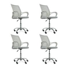 Kit 4 Cadeiras De Escritório Secretaria Diretor Roma Ergonômica - Branca