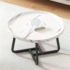 Mesa de centro redonda para sala de estar, mesa de centro de nogueira com canelado, mesas de canto para quarto, escritório, varanda, quintal, apartamento, decoração de escritórios