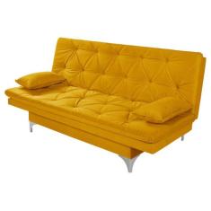 Sofá Cama Áustria Reclinável em Suede - Essencial Estofados, Amarelo