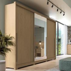 Guarda Roupa Casal 3 Portas de Correr Espelho New Guarapari - Móveis R