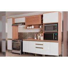 Cozinha Modulada Completa Thela Macadâmia 5 Peças (2Aéreos+1Balcão+2Pa