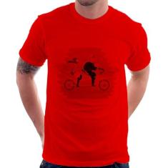 Camiseta Casal  Bicicleta - Foca na Moda, Vermelho, G