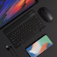 Mini Teclado e Mouse Bluetooth Sem Fio Portátil - Compatível com Andro