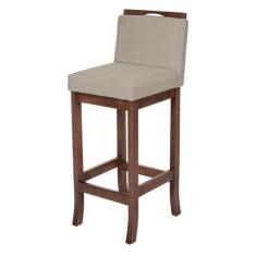 Banqueta Média Bancada Cozinha Americana Turim Madeira Capuccino Suede