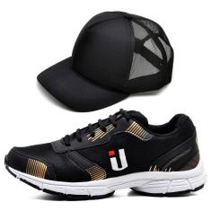 Tênis Esportivo Masculino Casual Cadarço Sola de Borracha Confortável com Boné-Masculino