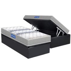 Conjunto Box Baú Solteiro: Colchão Espuma Probel D45 Guarda Costas Gray + Base Crc Suede Gray (88x188)