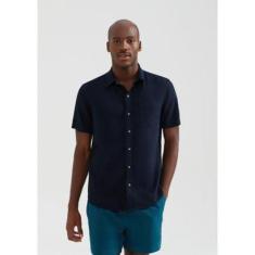 Camisa Básica Hering Manga Curta Slim Em Linho Masculina-Masculino