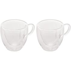 Conjunto 2 Xícaras P/Café Dupla Parede de Vidro Heart Lyor, Transparen