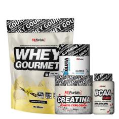 Kit Whey Gourmet Refil + Creatina 300g + Glutamina 150g + BCAA 100 cáps - FN Forbis-Unissex