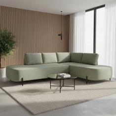 Sofá de Canto Orgânico 4 Lugares 265cm Base de Ferro Chaise Direito Lu