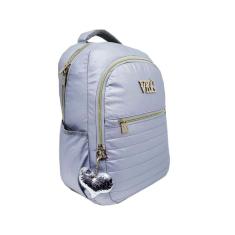 Mochila Para Notebook 15 Polegadas Feminina Escolar M3987 Prata Metalizada